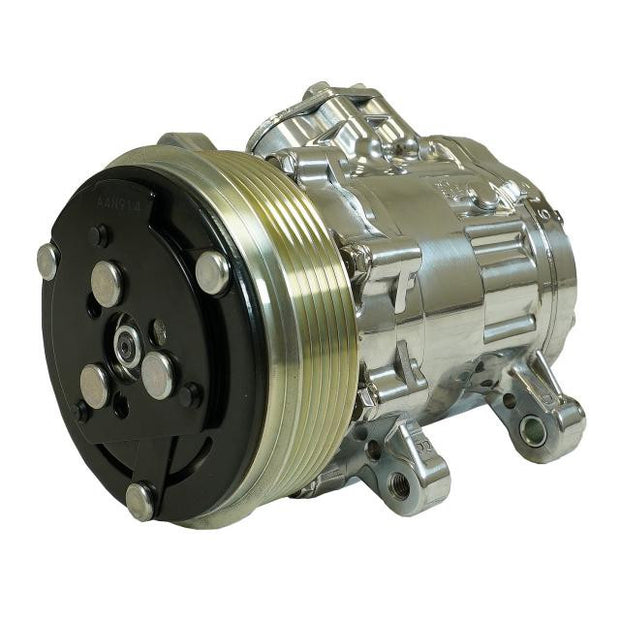 7B10 Compressor with 6-Groove Serpentine Pulley and Polished Finish