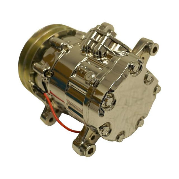 7B10 Compressor with Double V-Groove Pulley and Chrome Finish