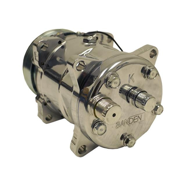 508 Rear Exit Compressor with 7-Groove Serpentine Pulley and Polished Finish