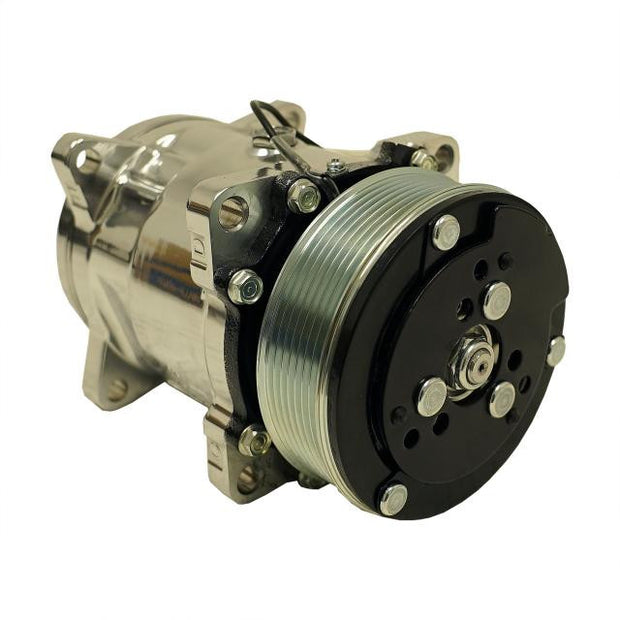 508 Rear Exit Compressor with 7-Groove Serpentine Pulley and Polished Finish
