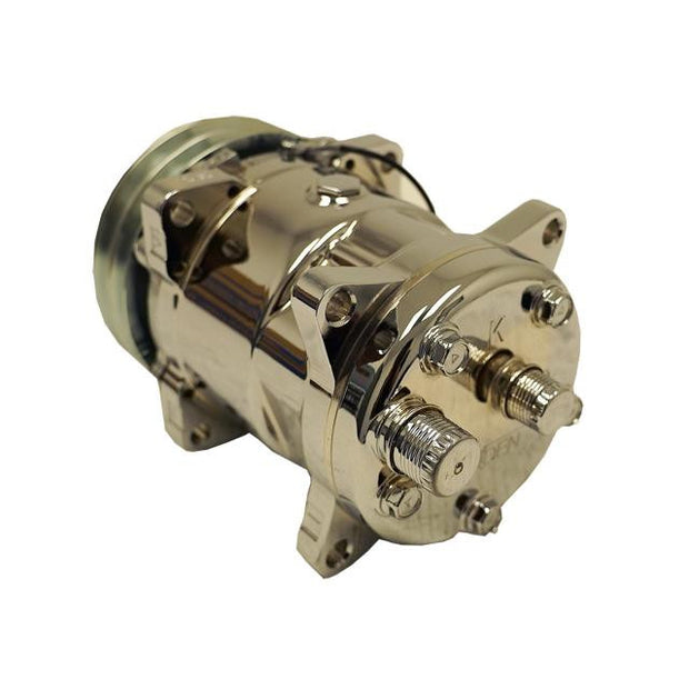 508 Rear Exit Compressor with Double V-Groove Pulley and Chrome Finish