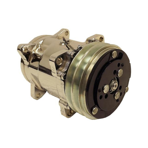 508 Rear Exit Compressor with Double V-Groove Pulley and Chrome Finish