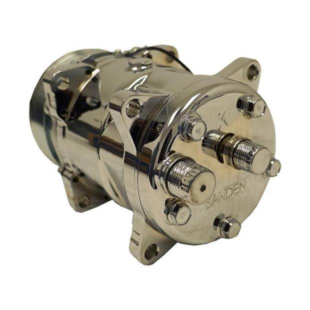508 Rear Exit Compressor with 7-Groove Serpentine Pulley and Chrome Finish