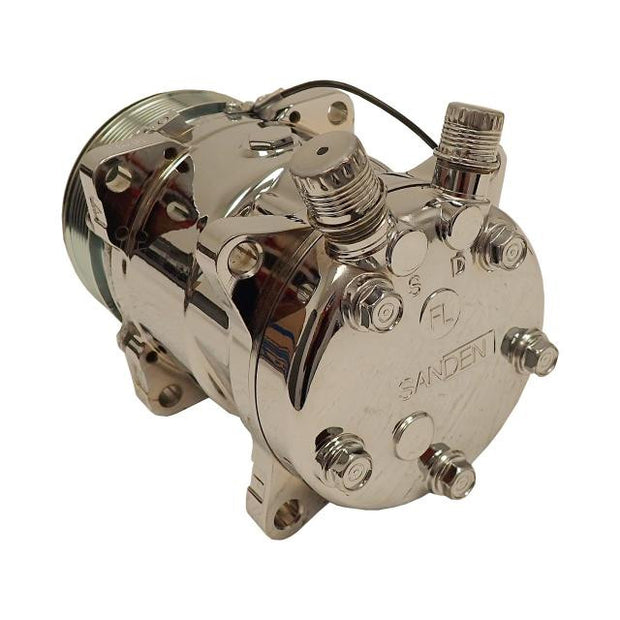 508 Compressor with 7-Groove Serpentine Pulley and Chrome Finish