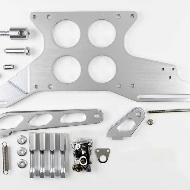 2.125" BORE 4500 4 HOLE PLENUM CLEAR PUSH/PULL THROTTLE CABLE MOUNTING BRACKET & SPRING RETURN KIT