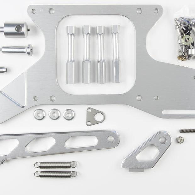 2.125" BORE 4500 OPEN PLENUM CLEAR PUSH/PULL THROTTLE CABLE MOUNTING BRACKET & SPRING RETURN KIT