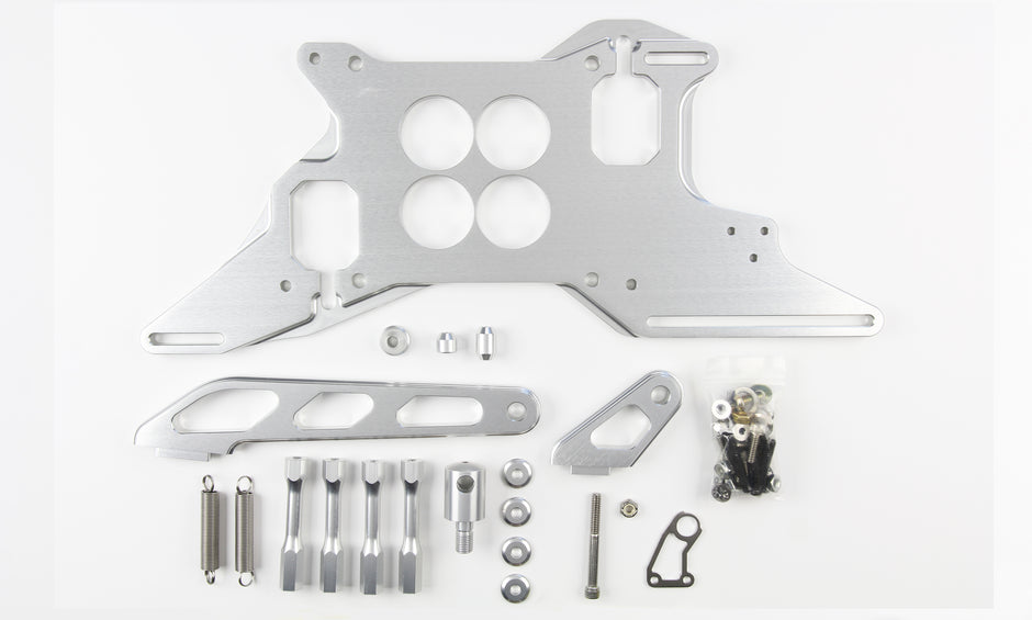1.75" BORE 4150 4 HOLE PLENUM CLEAR PUSH/PULL THROTTLE CABLE MOUNTING BRACKET & SPRING RETURN KIT