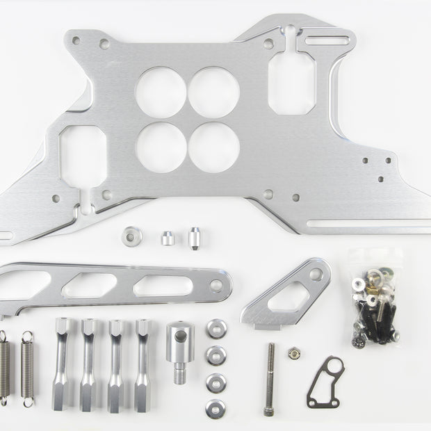 1.75" BORE 4150 4 HOLE PLENUM CLEAR PUSH/PULL THROTTLE CABLE MOUNTING BRACKET & SPRING RETURN KIT