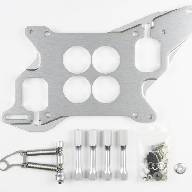 1.75" BORE 4150 4 HOLE PLENUM CLEAR ROD TYPE THROTTLE CABLE MOUNTING BRACKET & SPRING RETURN KIT