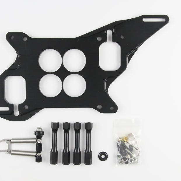 1.75" BORE 4150 4 HOLE PLENUM BLACK ROD TYPE THROTTLE CABLE MOUNTING BRACKET & SPRING RETURN KIT