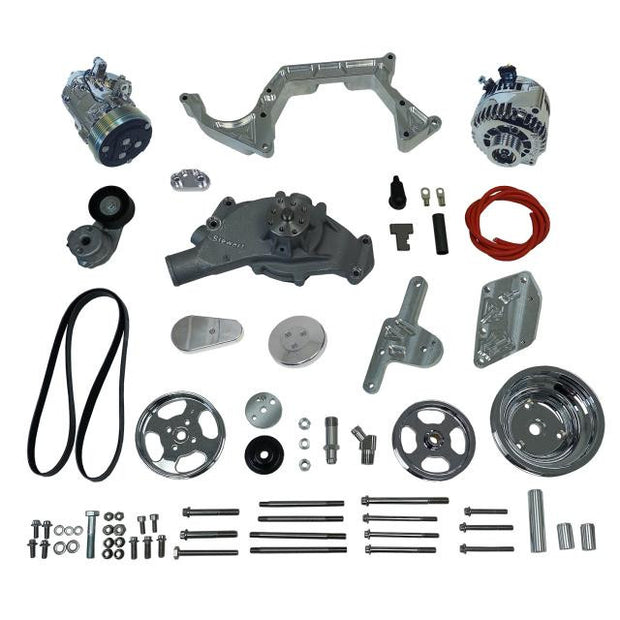 Front Runner® Drive System, Big Block Chevrolet, Bright/Chrome, Power Steering without Pump