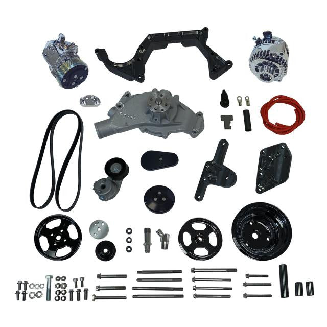 Front Runner® Drive System, Big Block Chevrolet, Black/Chrome, Power Steering without Pump