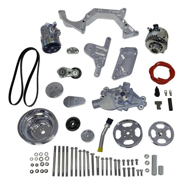 Front Runner® Drive System, Small Block Chevrolet, Bright/Chrome, Power Steering without Pump