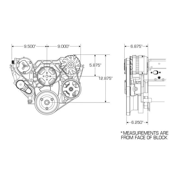 Front Runner® Drive System, Small Block Chevrolet, Black/Chrome, Power Steering without Pump
