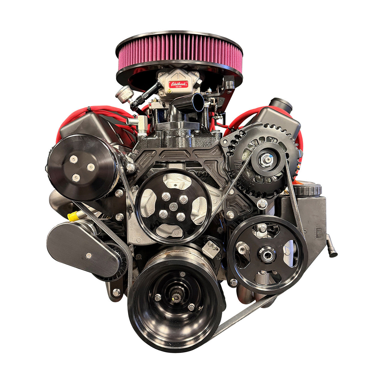 Front Runner® Drive System, Small Block Chevrolet, Black, with Power Steering, with Black Compressor and Alternator