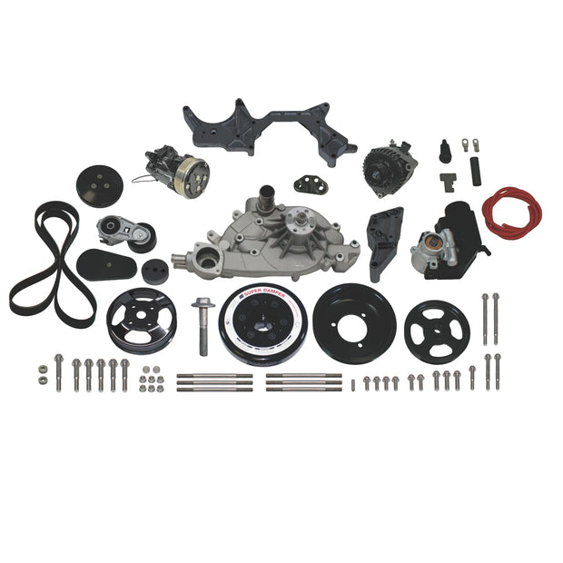 Front Runner® Drive System, GM LS, Black, with Power Steering, with Black Compressor and Alternator