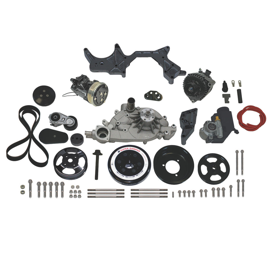 Front Runner® Drive System, GM LS7, Black, with Power Steering, with Black Compressor and Alternator