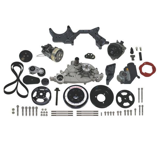 Front Runner® Drive System, GM LS7, Black, with Power Steering, with Black Compressor and Alternator