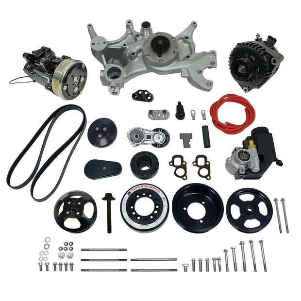 Front Runner® Drive System, GM LT1, Dry-Sump, Black, with Power Steering, with Black Compressor and Alternator