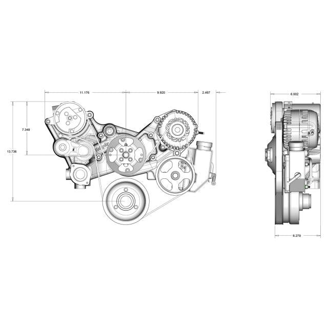 Front Runner® Drive System, GM LS7, Dry-Sump, Polished/Chrome, with Power Steering