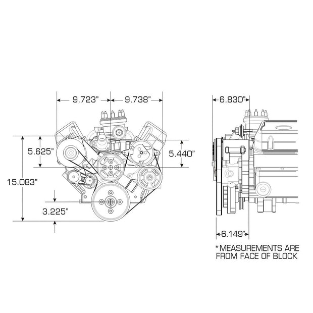 Front Runner® Drive System, Small Block Ford, Bright/Chrome, with Power Steering