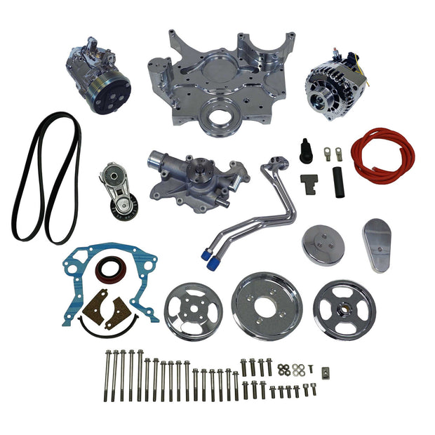 Front Runner® Drive System, Small Block Ford, Bright/Chrome, Power Steering without Pump