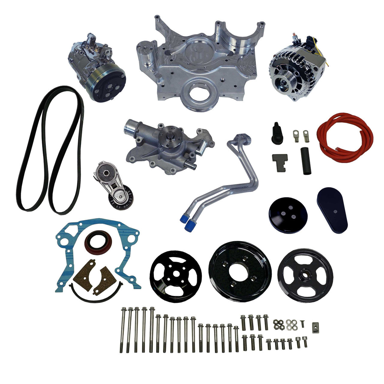 Front Runner® Drive System, Small Block Ford, Black/Chrome, Power Steering without Pump