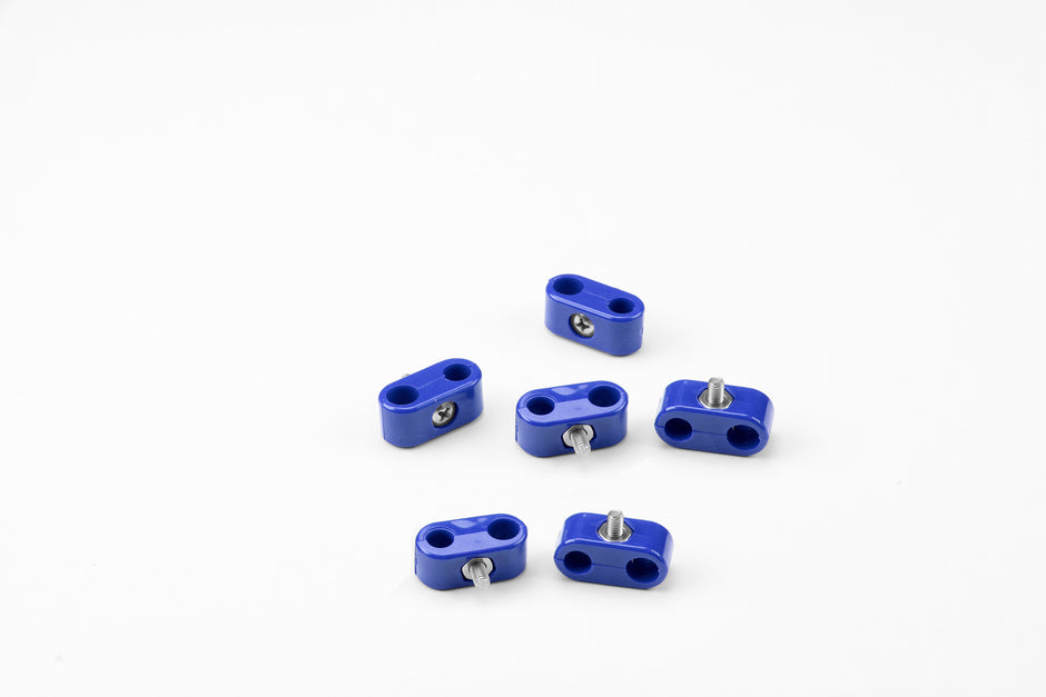 T-CLAMP DOUBLE PLACE, 1/4"-3/16", 6 PIECES, BLUE