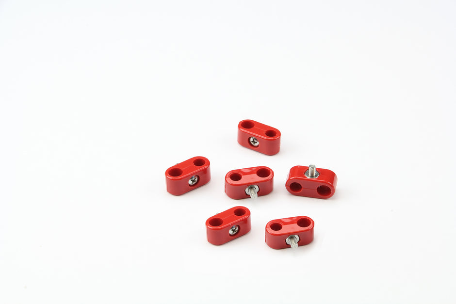 T-CLAMP DOUBLE PLACE, 1/4"-3/16", 6 PIECES, RED