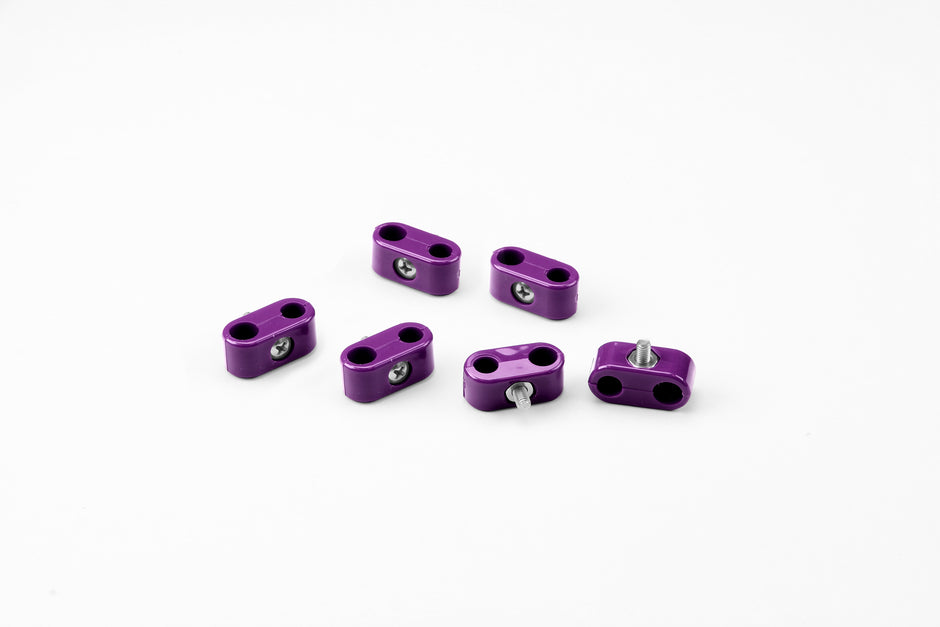T-CLAMP DOUBLE PLACE, 1/4"-3/16", 6 PIECES, PURPLE
