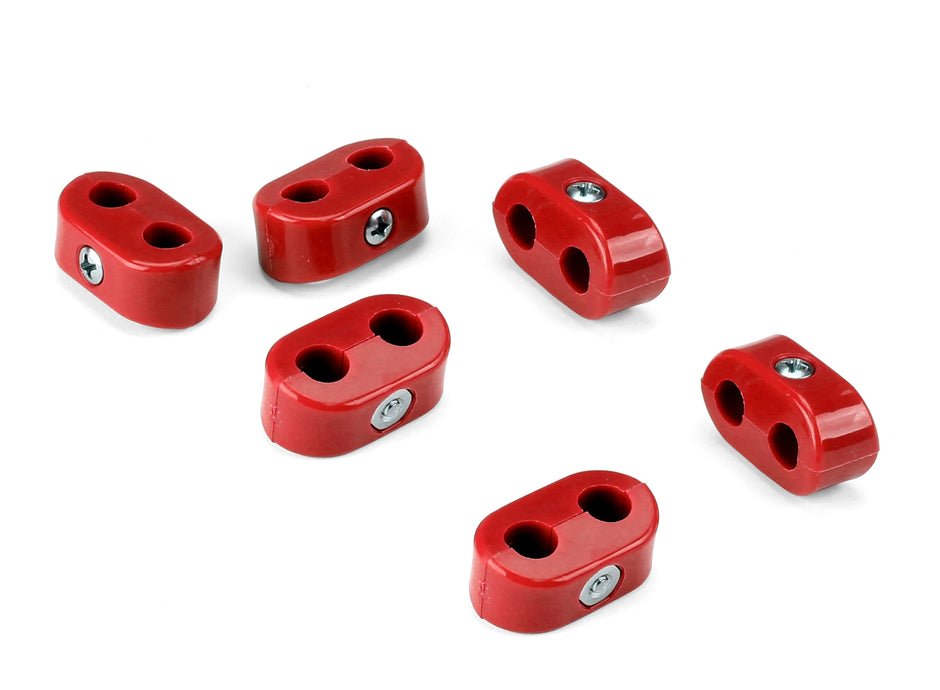 T-CLAMP DOUBLE PLACE, 3/16"-3/16", 6 PIECES, RED