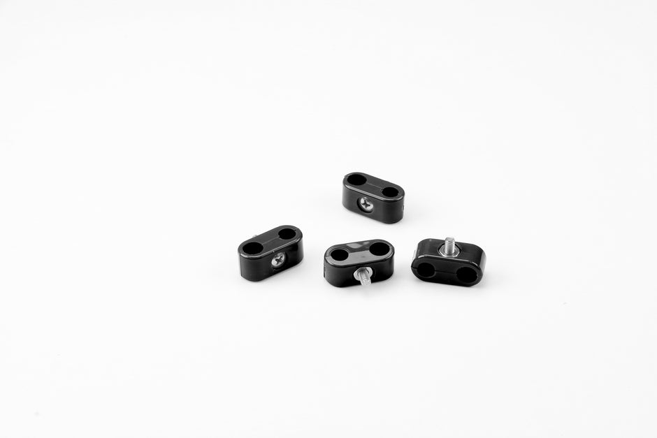 T-CLAMP DOUBLE PLACE, 5/16"-3/8", 4 PIECES, BLACK