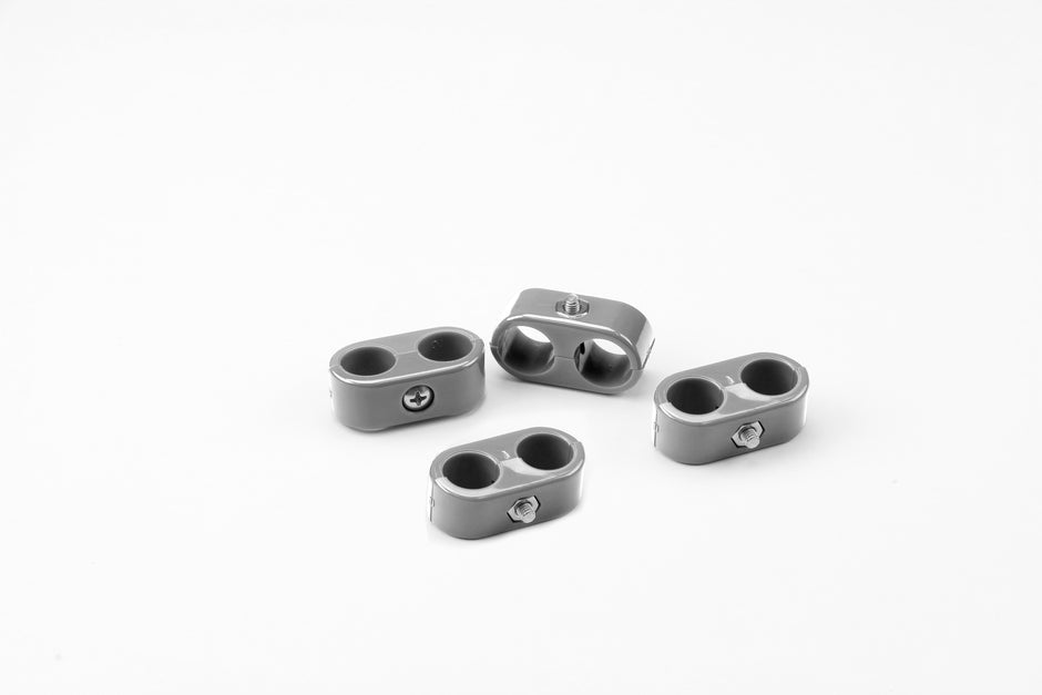 T-CLAMP DOUBLE PLACE, 1/2"-1/2", 4 PIECES, GRAY