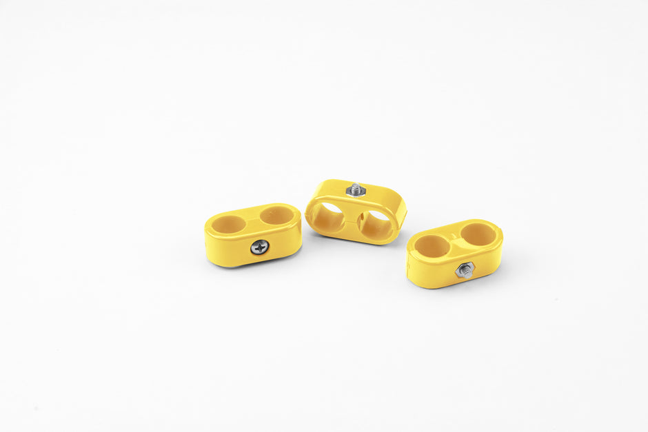 T-CLAMP DOUBLE PLACE, 5/8"-5/8", 3 PIECES, YELLOW