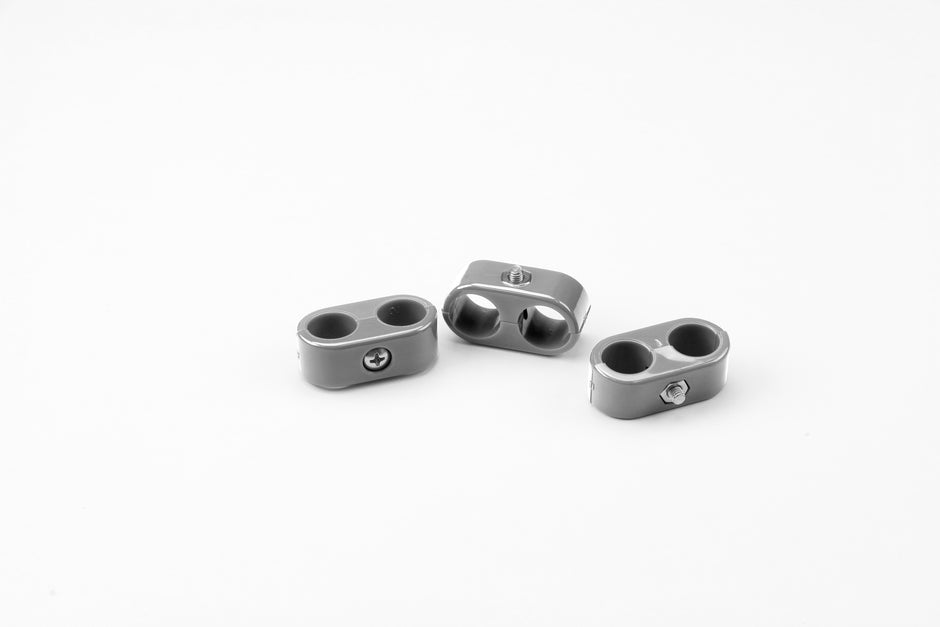 T-CLAMP DOUBLE PLACE, 11/16"-11/16"(#8-#8 AN), 3 PIECES, GRAY
