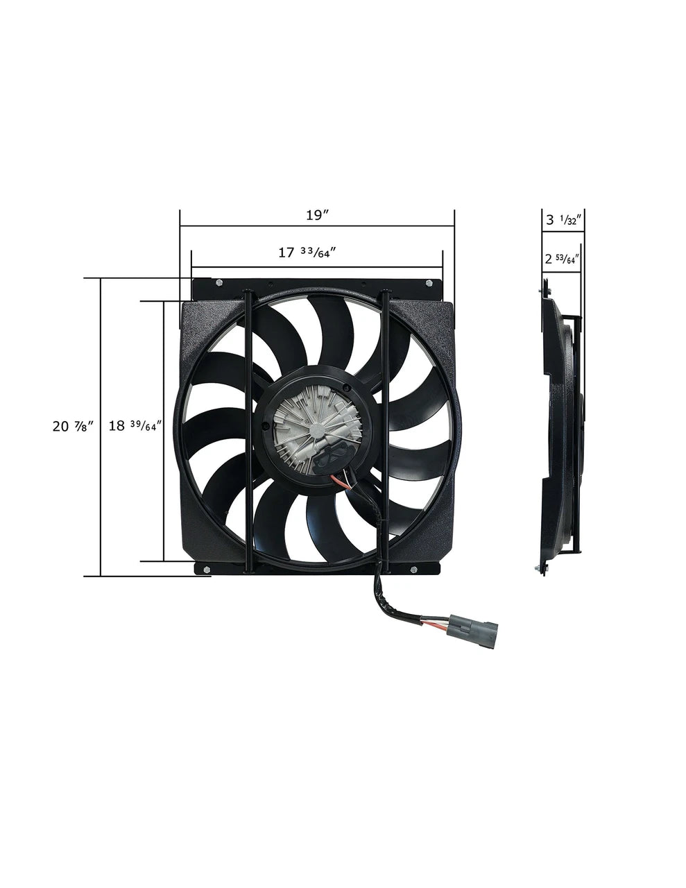 Monster 1966-77 Bronco 19 Inch 850W CustomFit Brushless Fan Kit