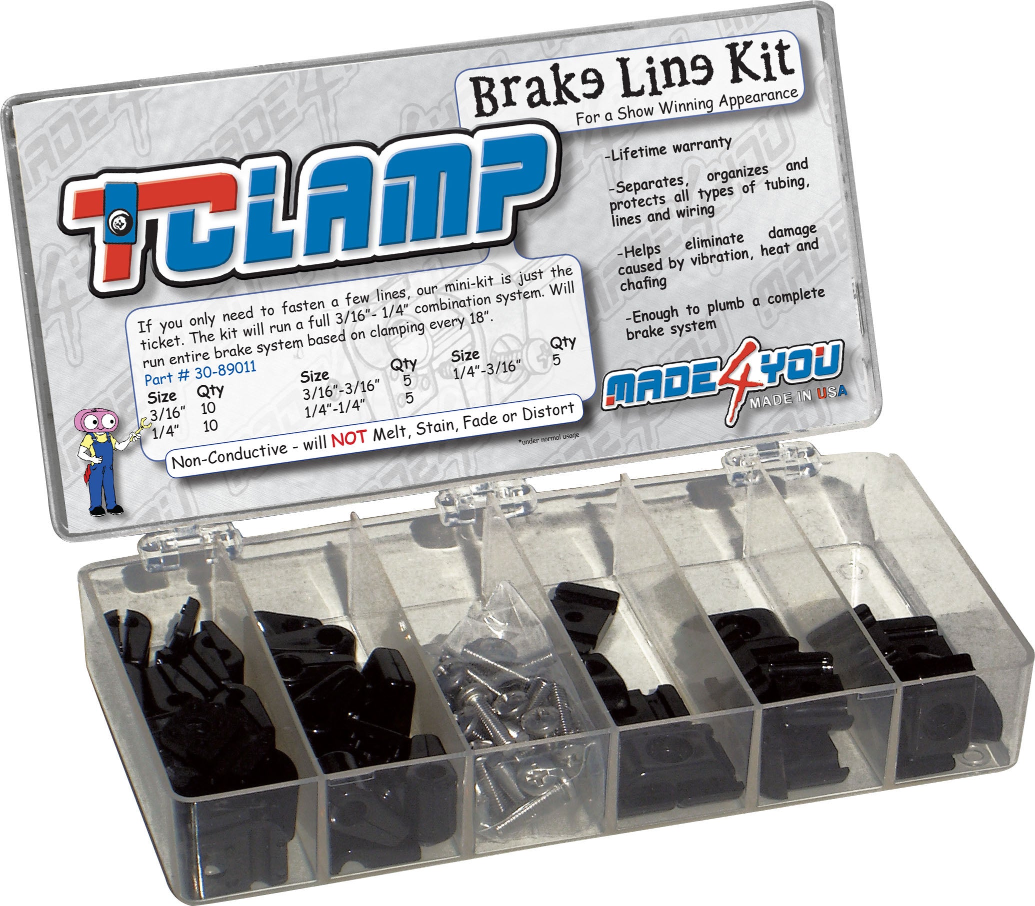 T-CLAMP BRAKE LINE KIT, 3/16