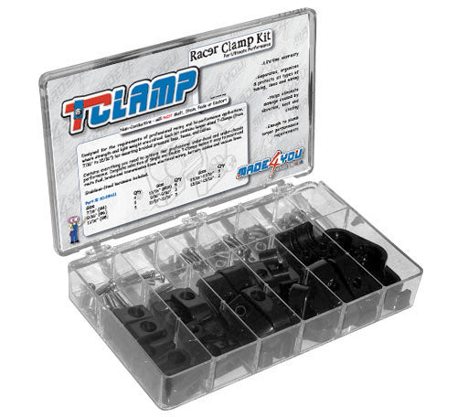 T-CLAMP RACER KIT, #4 to #10 SINGLE and 9/16" to 15/16" DOUBLE CLAMPS, BLACK