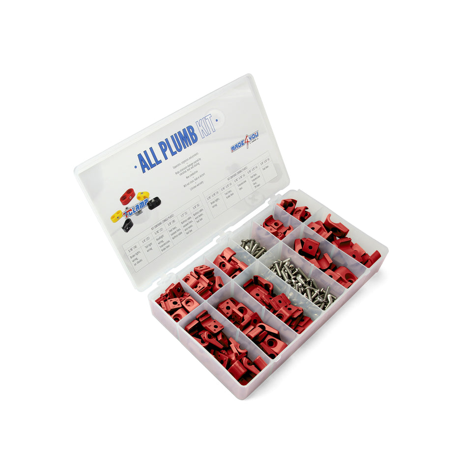 T-CLAMP ALL PLUMB KIT, 3/16" to 3/8" SINGLE and 5/16" to 3/8" DOUBLE CLAMPS, RED