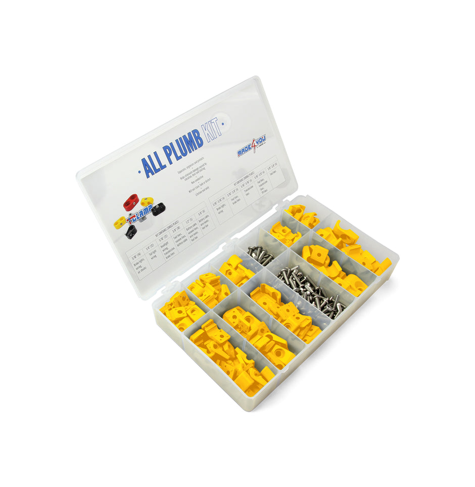 T-CLAMP ALL PLUMB KIT, 3/16" to 3/8" SINGLE and 5/16" to 3/8" DOUBLE CLAMPS, YELLOW