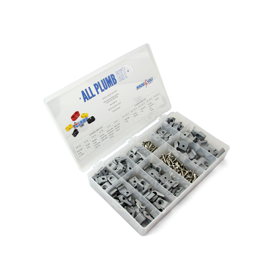 T-CLAMP ALL PLUMB KIT, 3/16" to 3/8" SINGLE and 5/16" to 3/8" DOUBLE CLAMPS, GRAY