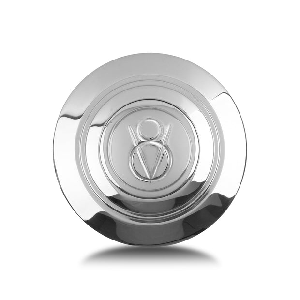 Horn Button, Billet Aluminum, Single Contact, Domed V-8 Logo, Polished for MK4/9