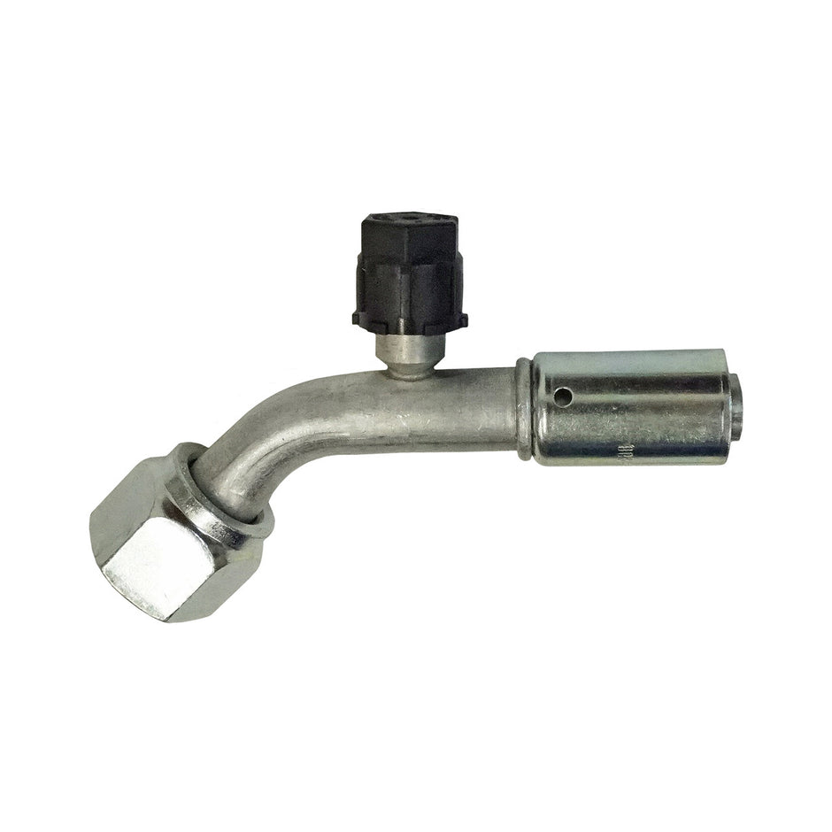 Beadlock O-Ring Fitting with 134a Service Port NO 10 Reduced Barrier Hose Fitting - 45 degree with Port