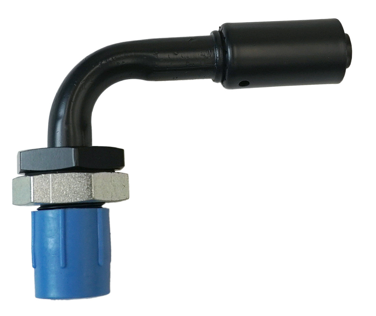 Bulkhead Beadlock Black Male Fitting - 90 degree NO 8 Reduced Barrier Hose Fitting