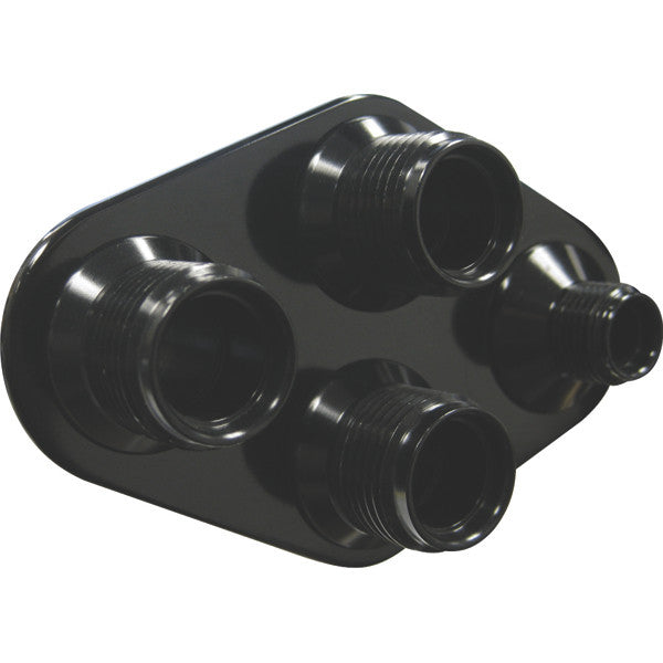 Streamline Black Anodized Aluminum 4-Way Diamond Bulkhead Plate for AC and Heater 6-10 Male O-Ring