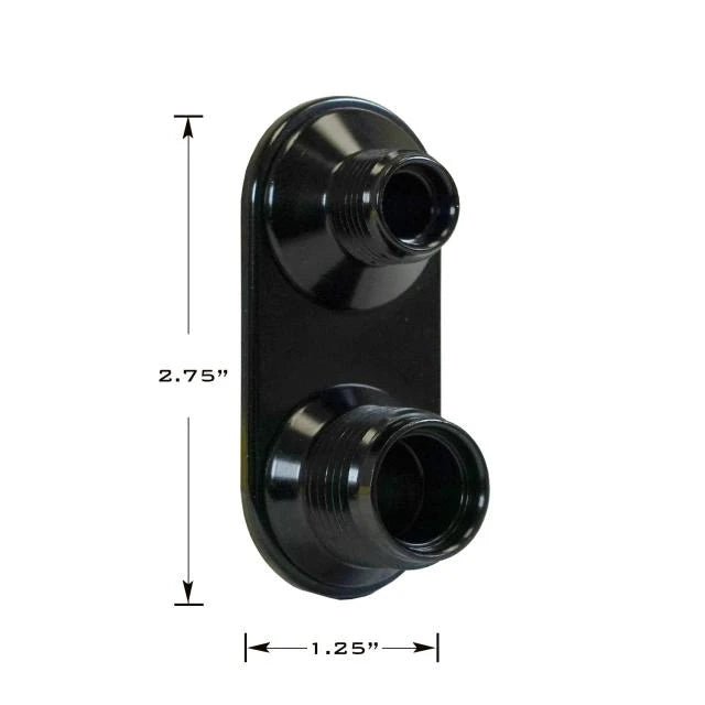 Streamline Black Anodized Aluminum 2-Way Bulkhead Plate for AC 6-10 Male O-Ring