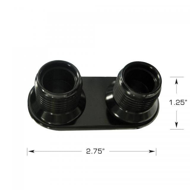 Streamline Black Anodized Aluminum 2-Way Bulkhead Plate for AC 6-8 Male O-Ring