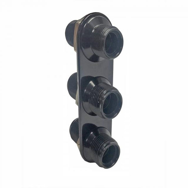 Streamline Black Anodized 3-Way In-Line Bulkhead Plate for AC and Heater 8-10 Male O-Ring