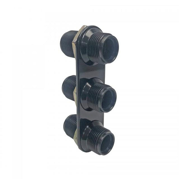 Streamline Black Anodized 3-Way In-Line Bulkhead Plate for AC and Heater 10-10 Male O-Ring