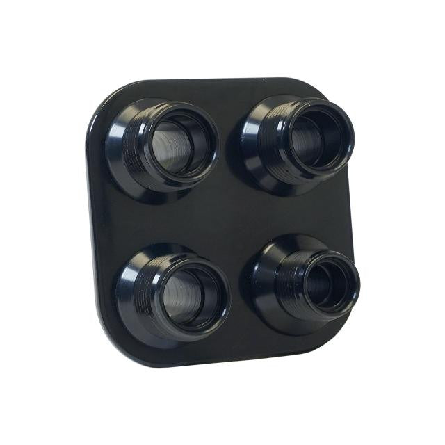 Streamline Black Anodized Aluminum 4-Way Square Bulkhead Plate for AC and Heater 8-10 Male O-Ring